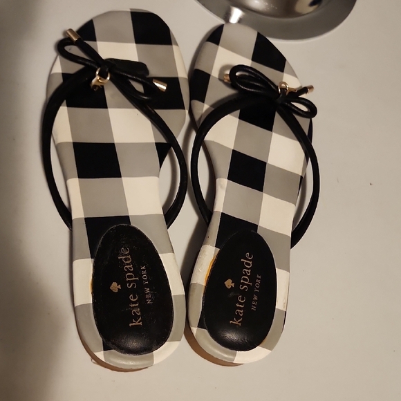 Kate Spade Black and White Check Sandals - Picture 6 of 7